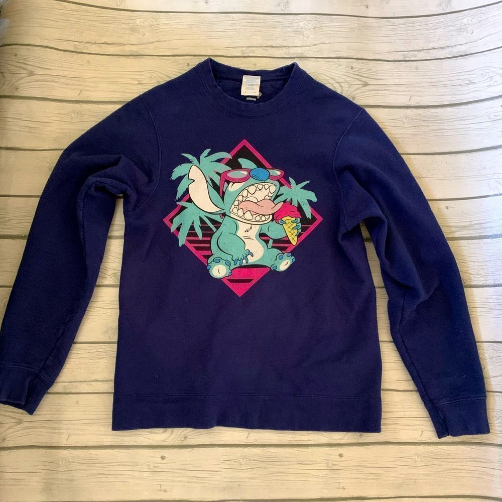 Disney blue Stitch crew neck sweater-Small